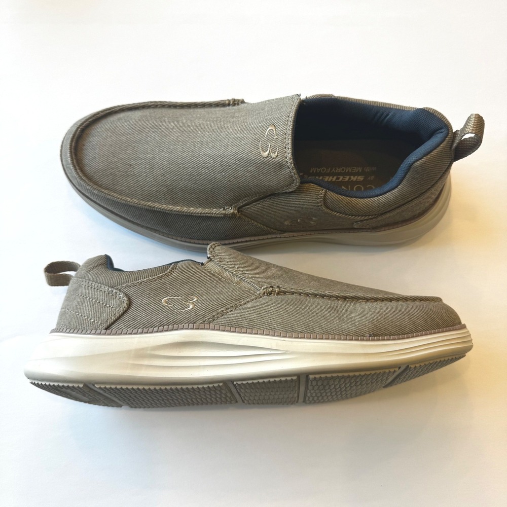 Concept 3 by Skechers Men 7 Tan Khaki Slip On Loafer Memory Foam Sneaker Casual